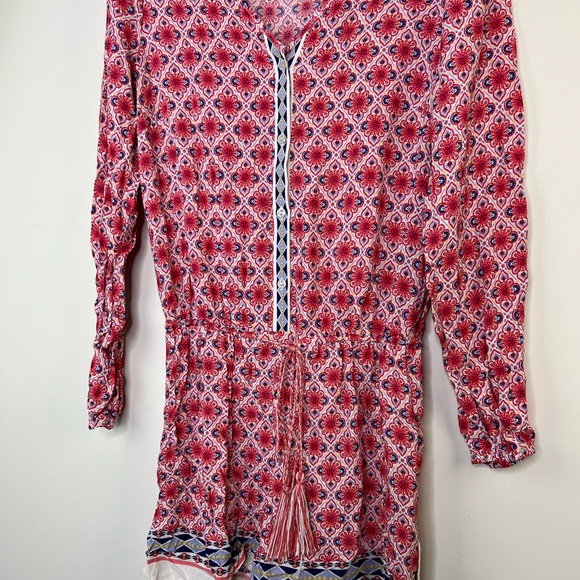 Chelsea & Violet Long Sleeve Red Print Romper, Small - Picture 3 of 7